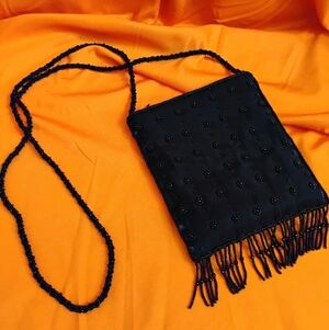 Vintage Style Black Beaded Purse